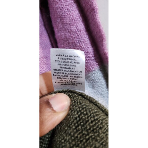 Caslon Small Staggered Stripe Cardigan Open Front Shawl Collar Sweater - Picture 8 of 9